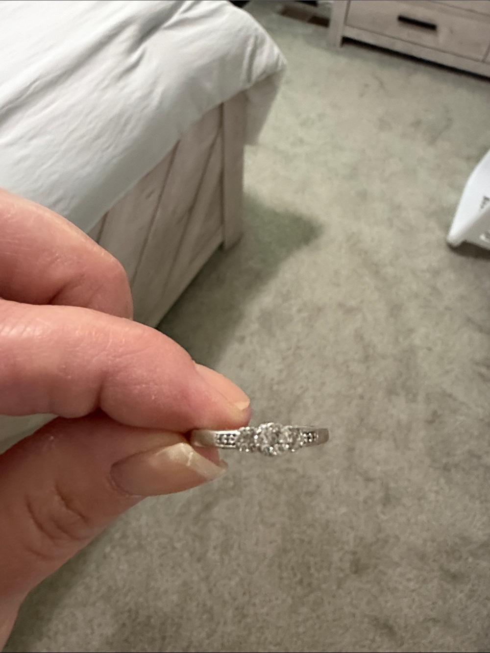 Silver Crystal Three-Stone Ring - Elegant Women's Jewelry